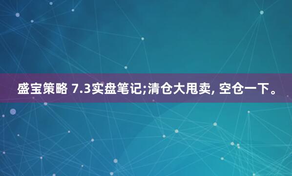 盛宝策略 7.3实盘笔记;清仓大甩卖, 空仓一下。