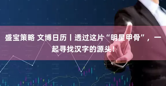 盛宝策略 文博日历丨透过这片“明星甲骨”，一起寻找汉字的源头！