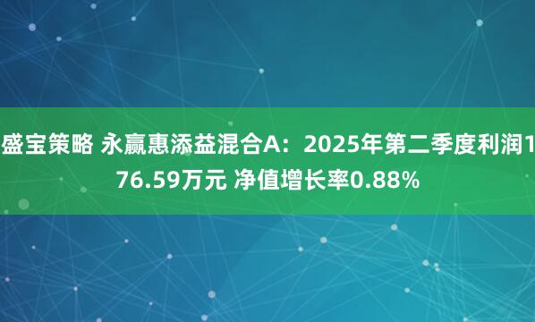 盛宝策略 永赢惠添益混合A:2025年第二季度利润176.59万元 净值增长率0.88%